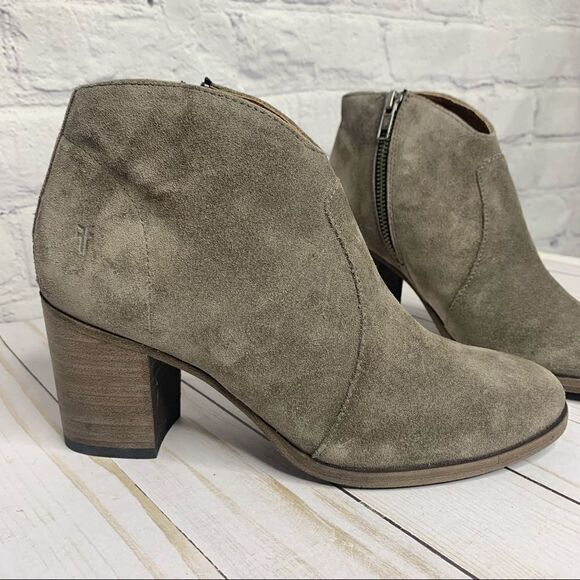 Frye Nora Zip Short Boots Elephant Grey Soft Oiled Suede - Picture 2 of 15